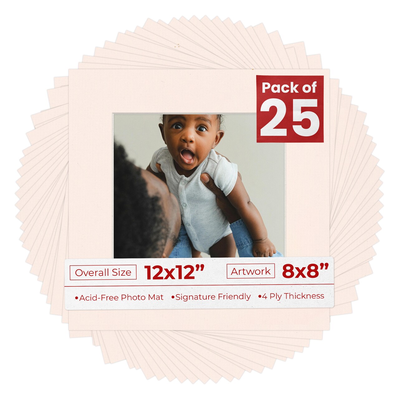 Oyster Bay Beige Mat Board for 12x12 Frames - Fits 8x8 Photos